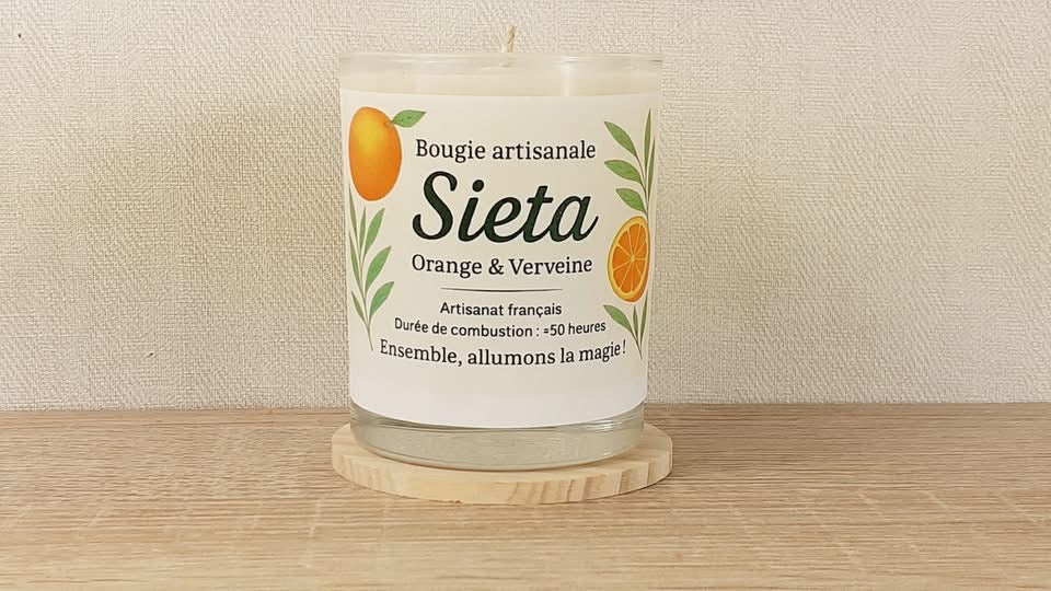 Bougie artisanale-Sieta ( Orange sanguine et verveine )-210g