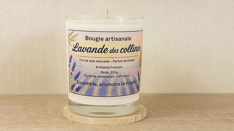 Bougie artisanale -Lavande des collines-210g