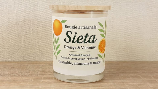 Bougie artisanale-Sieta ( Orange sanguine et verveine )-210g