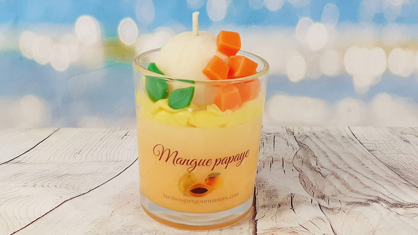 Bougie gourmande artisanale – Mangue & Papaye – 210g