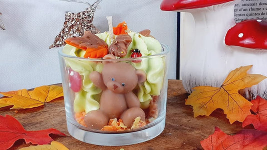 Forêt des petits rêves - Béryl, le petit ours d’Automne - Bougie artisanale parfumée 🧸